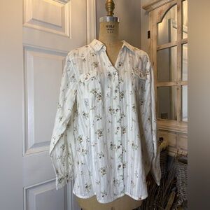 Bit‎ & Bridle Floral Button-Up Blouse – Western Cottagecore Charm Size XL